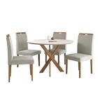 Conjunto Sala De Jantar Mesa Aracaju 90cm Tampo Redondo Vidro