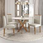 Conjunto Sala De Jantar Mesa Aracaju 90cm Tampo Redondo Vidro