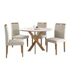 Conjunto Sala De Jantar Mesa Aracaju 90cm Tampo Redondo Vidro