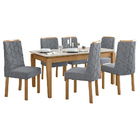 Conjunto Sala De Jantar Mesa Áries E 06 Cadeiras Astrid Amênd