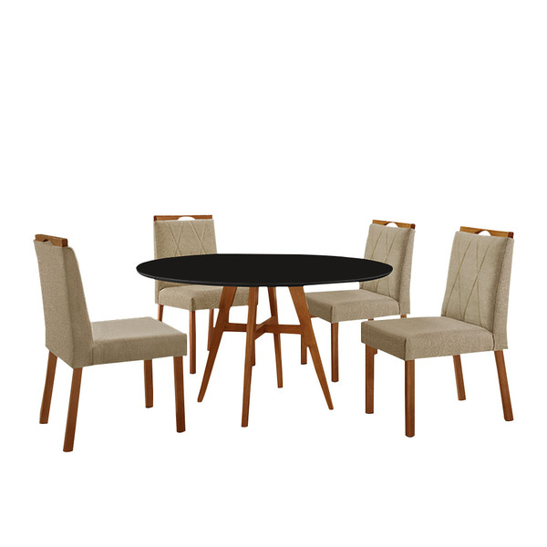 Conjunto Sala De Jantar Mesa Atenas Madeira Maciça 110cm Tamp