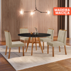 Conjunto Sala De Jantar Mesa Atenas Madeira Maciça 110cm Tamp