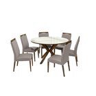 Conjunto Sala De Jantar Mesa Atenas Tampo Redondo Mdf/vidro C