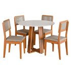 Conjunto Sala De Jantar Mesa Athenas Redonda 4 Cadeiras Santi