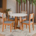 Conjunto Sala De Jantar Mesa Athenas Redonda 4 Cadeiras Santi