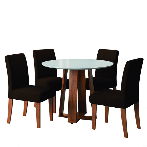 Conjunto Sala De Jantar Mesa Athenas Redonda 4 Cadeiras Tries