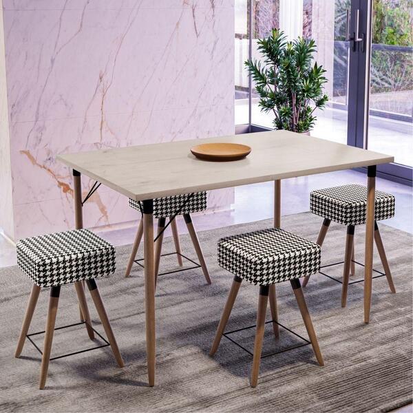 Conjunto Sala De Jantar Mesa Avelã C/ 4 Bancos Baixo Cardan