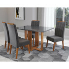 Conjunto Sala De Jantar Mesa Berlim Com Tampo De Vidro 4 Cade