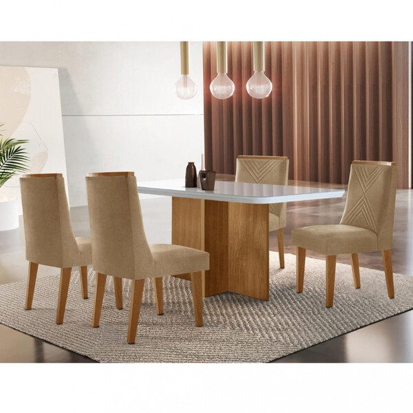 Conjunto Sala De Jantar Mesa Berlim E 4 Cadeiras Montreal Ruf