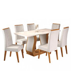 Conjunto Sala De Jantar Mesa Bertioga 6 Cadeiras Cristal Viero