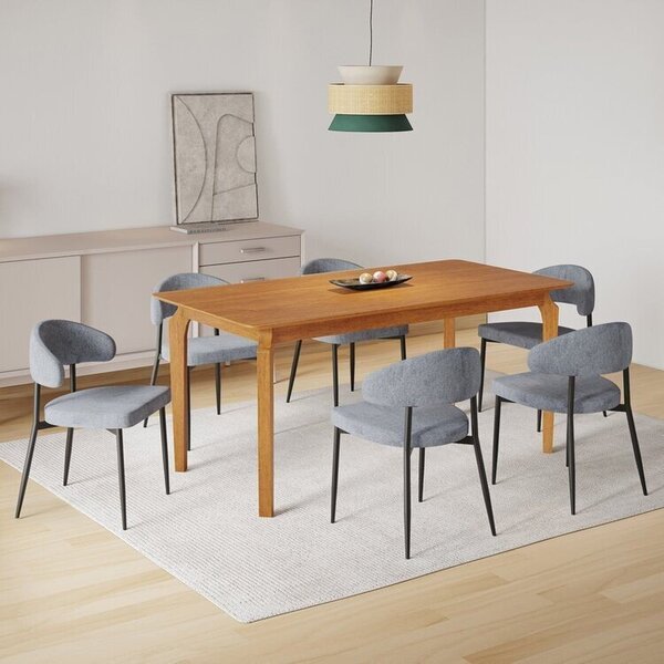 Conjunto Sala De Jantar Mesa Candian 6 Cadeiras Bless Marrom/