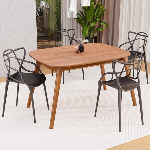 Conjunto Sala De Jantar Mesa Ceci Com 4 Cadeiras Allegra Espr