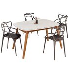 Conjunto Sala De Jantar Mesa Ceci Com Vidro Com 4 Cadeiras Al