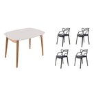 Conjunto Sala De Jantar Mesa Ceci Com Vidro Com 4 Cadeiras Al