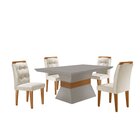 Conjunto Sala De Jantar Mesa Clarice 120x80cm Tampo Vidro/mdf