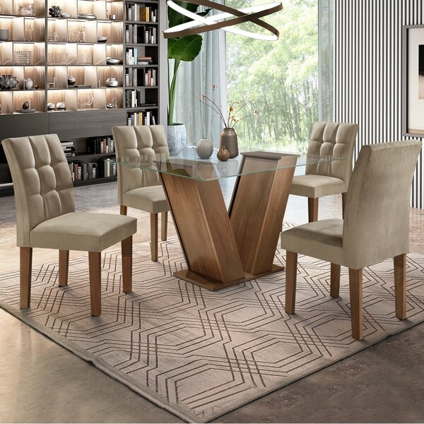 Conjunto Sala De Jantar Mesa Classic E 4 Cadeiras Vitória Cel