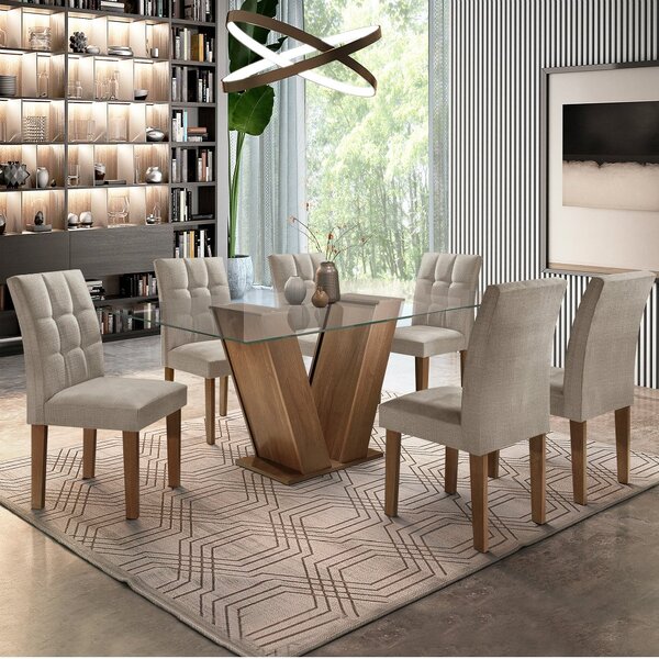 Conjunto Sala De Jantar Mesa Classic E 6 Cadeiras Vitória Cel