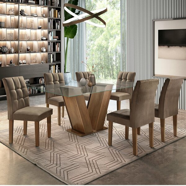 Conjunto Sala De Jantar Mesa Classic E 6 Cadeiras Vitória Cel