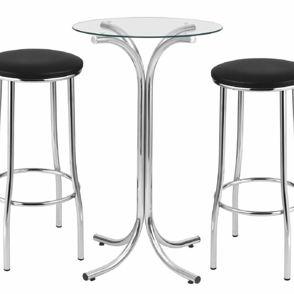 Conjunto Sala De Jantar Mesa Com 2 Banquetas Luna Cromado/pre