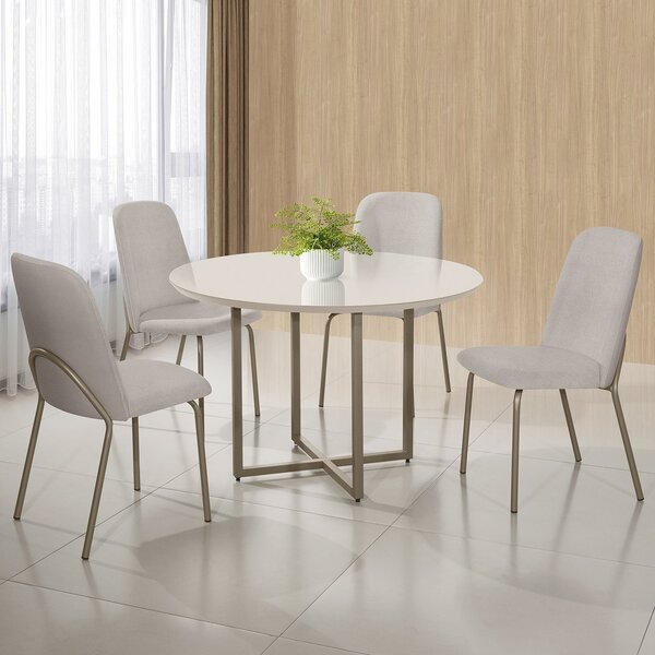 Conjunto Sala De Jantar Mesa Com 4 Cadeiras California Fendi/