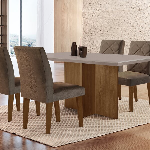 Conjunto Sala De Jantar Mesa Com 4 Cadeiras Cayman Espresso M