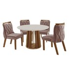 Conjunto Sala De Jantar Mesa Com 4 Cadeiras Dália Castanho Pr