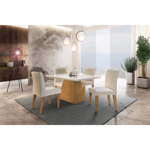 Conjunto Sala De Jantar Mesa Com 4 Cadeiras Isabela Espresso