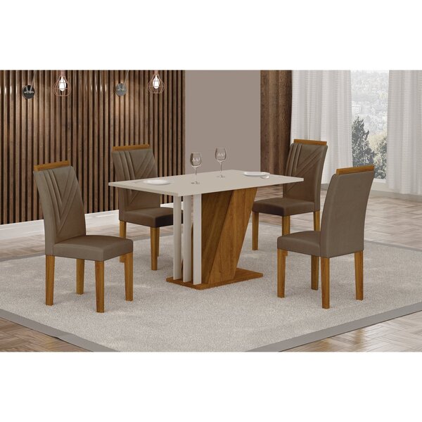 Conjunto Sala De Jantar Mesa Com 4 Cadeiras Miami Yescasa Beg