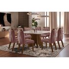 Conjunto Sala De Jantar Mesa Com 8 Cadeiras Liz Castanho/rosê