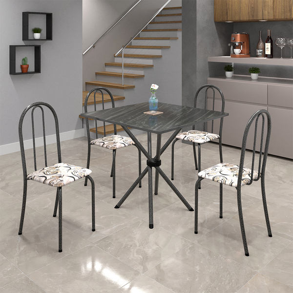 Conjunto Sala De Jantar Mesa Com Ardósia E 04 Cadeiras Ane B