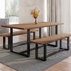 Conjunto Sala De Jantar Mesa Com Bancos 6 Lugares Madeira Mac