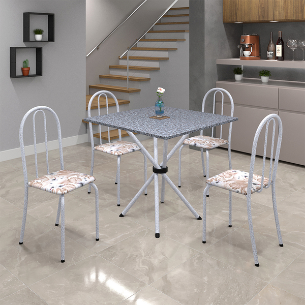 Conjunto Sala De Jantar Mesa Com Granito E 04 Cadeiras Ane B