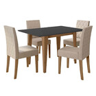 Conjunto Sala De Jantar Mesa Com Tampo Chanfrado Kate 4 Cadei