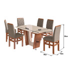 Conjunto Sala De Jantar Mesa Com Tampo De Vidro 160cm E 6 Cad