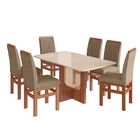 Conjunto Sala De Jantar Mesa Com Tampo De Vidro 160cm E 6 Cad