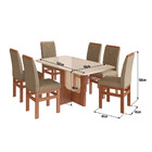 Conjunto Sala De Jantar Mesa Com Tampo De Vidro 160cm E 6 Cad