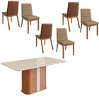Conjunto Sala De Jantar Mesa Com Tampo De Vidro 160cm E 6 Cad