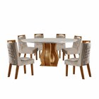 Conjunto Sala De Jantar Mesa Com Tampo De Vidro 6 Cadeiras At