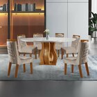 Conjunto Sala De Jantar Mesa Com Tampo De Vidro 6 Cadeiras At