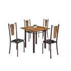 Conjunto Sala De Jantar Mesa Com Tampo Em Madeira Maciça E 04