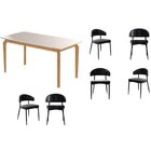 Conjunto Sala De Jantar Mesa Com Vidro Candian 6 Cadeiras Ble