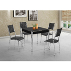 Conjunto Sala De Jantar Mesa Com Vidro E 04 Cadeiras Alana Pr