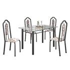 Conjunto Sala De Jantar Mesa Com Vidro E 04 Cadeiras Bianca A