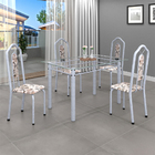 Conjunto Sala De Jantar Mesa Com Vidro E 04 Cadeiras Bianca A