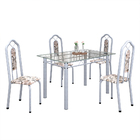 Conjunto Sala De Jantar Mesa Com Vidro E 04 Cadeiras Bianca A