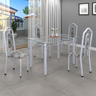 Conjunto Sala De Jantar Mesa Com Vidro E 04 Cadeiras Bianca P