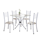 Conjunto Sala De Jantar Mesa Com Vidro E 04 Cadeiras Dany Ara