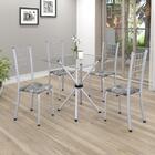 Conjunto Sala De Jantar Mesa Com Vidro E 04 Cadeiras Dany Bot