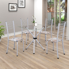 Conjunto Sala De Jantar Mesa Com Vidro E 04 Cadeiras Dany Bot