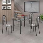 Conjunto Sala De Jantar Mesa Com Vidro E 04 Cadeiras Iris Ara
